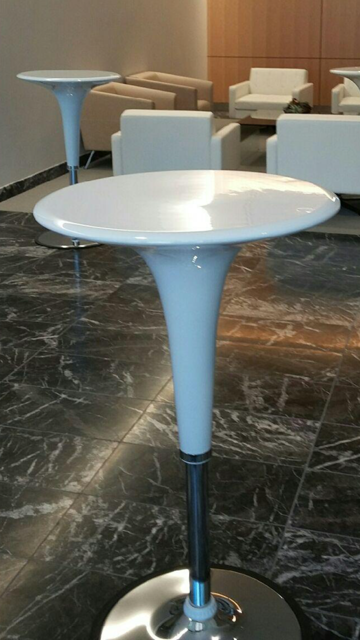 White Adjustable Round Bar Table Rentals White Adjustable Round Bar Table Rentals