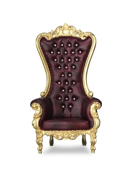 Burgundy and Gold Throne Chair