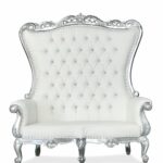 Double White and Silver Throne Chair