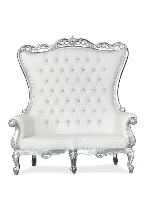 Double White and Silver Throne Chair