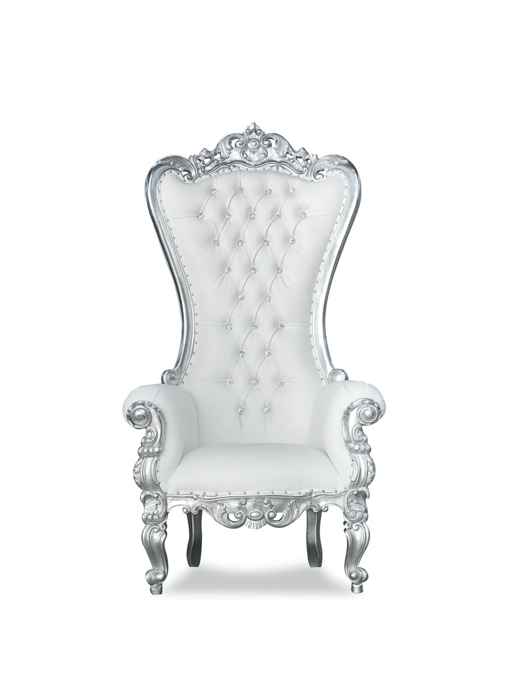 White and Silver Throne Chair