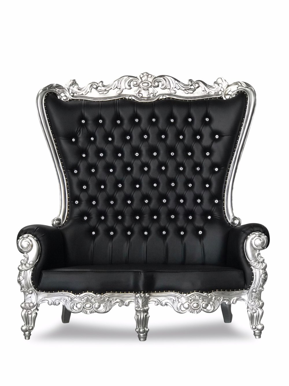 Black and Silver Double Throne Chair