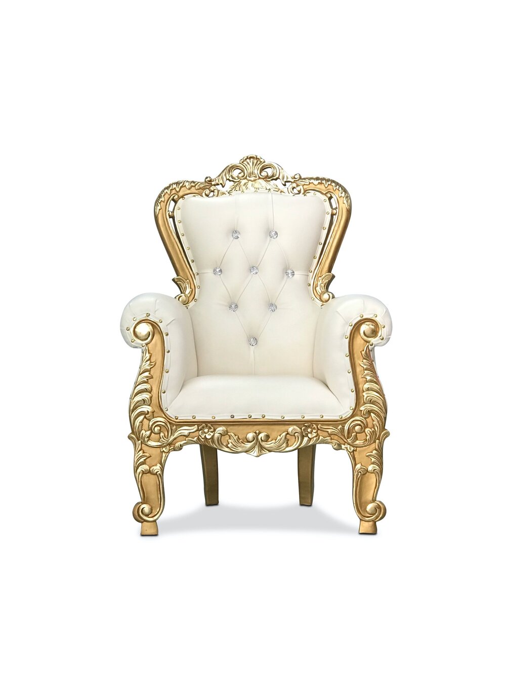 Kids Ivory and Gold Throne Chair