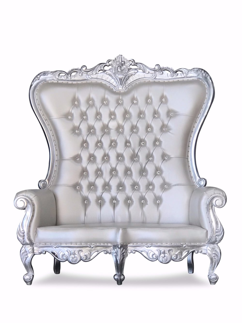 Silver and Silver Double Throne Chair