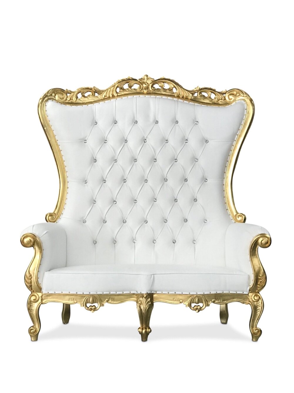 White and Gold Double Throne Chair