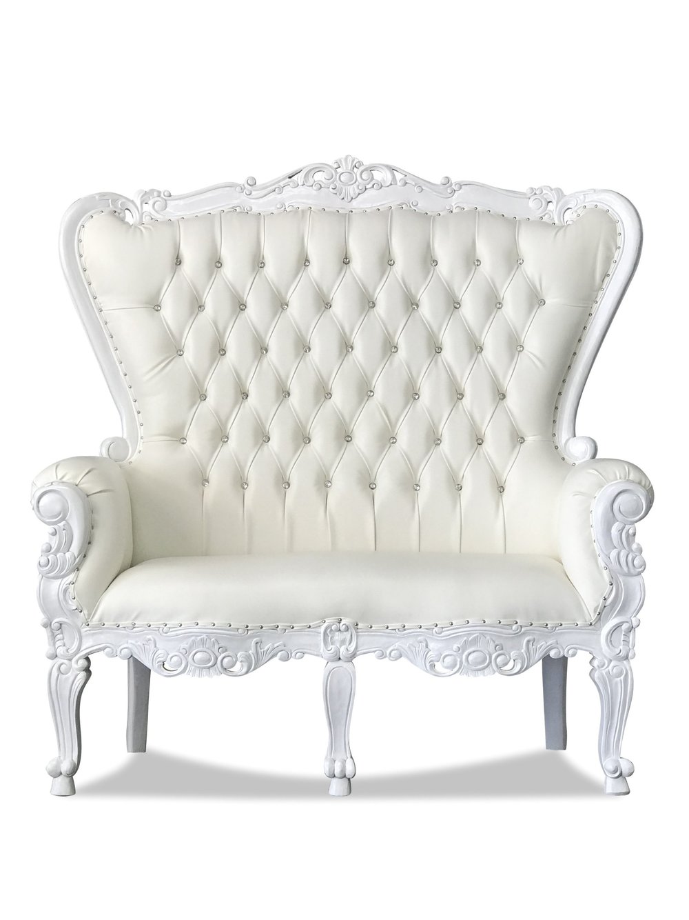 White and White Double Throne Chair