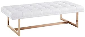 Leather Upholstered Button Tufted Living Room Bench