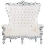 White And Silver Double Throne Chair