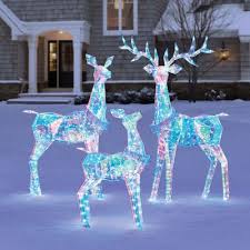 Pre-Lit Prismatic Deer Family, Set of 3