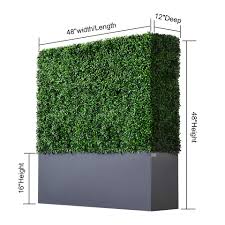 Faux Boxwood Hedge Divider With Planter 4ft