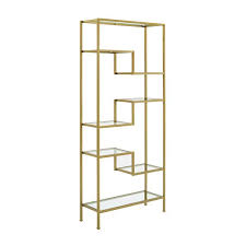 Crosley Furniture Sloane Bookshelf with Glass Shelves Gold