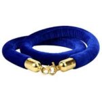 Blue stanchion rope with brass hook hardware