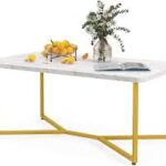 Gold Metal Rectangular Coffee Table