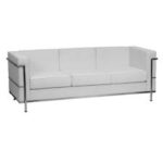 White Leather Sofa With Metal Casing Rentals
