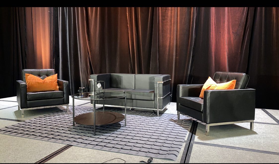 Black Leather Lounge furniture Rentals in Dallas-Forth Worth