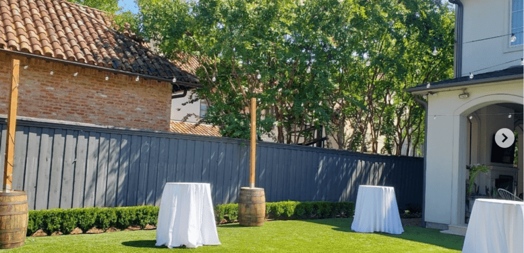 Cedar Pole String Lights With Wine Barrel Base Rentals