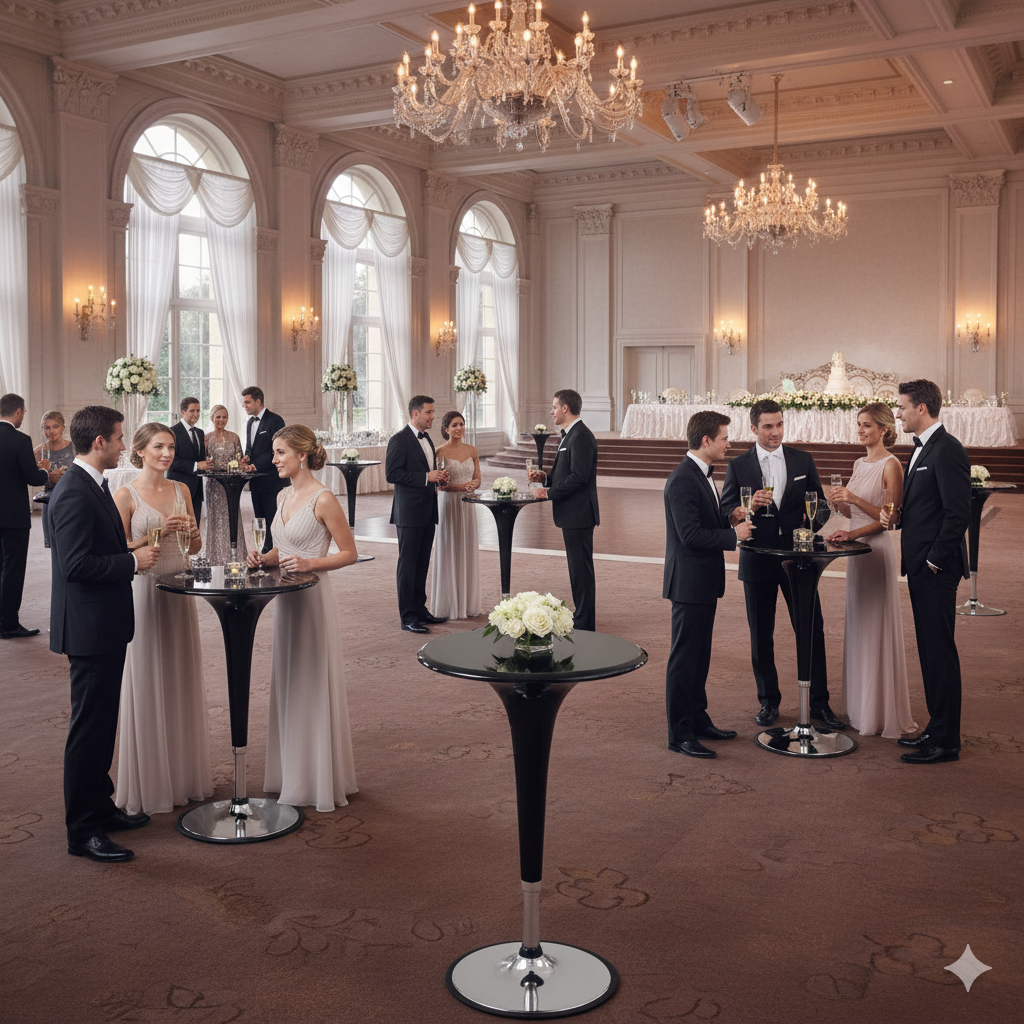 Black Round Adjustable Bar Table Rentals In Dallas DFW