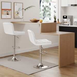 White Leather Bar Stool Rentals in Dallas DFW