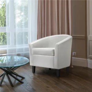 White Leather Lounge Chair Rentals in Dallas DFW