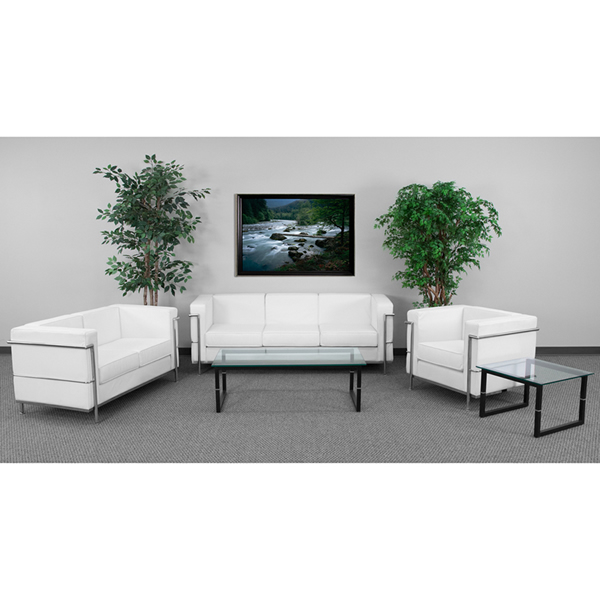 White Leather Lounge Chair With Metal Casing Rentals in Dallas DFW