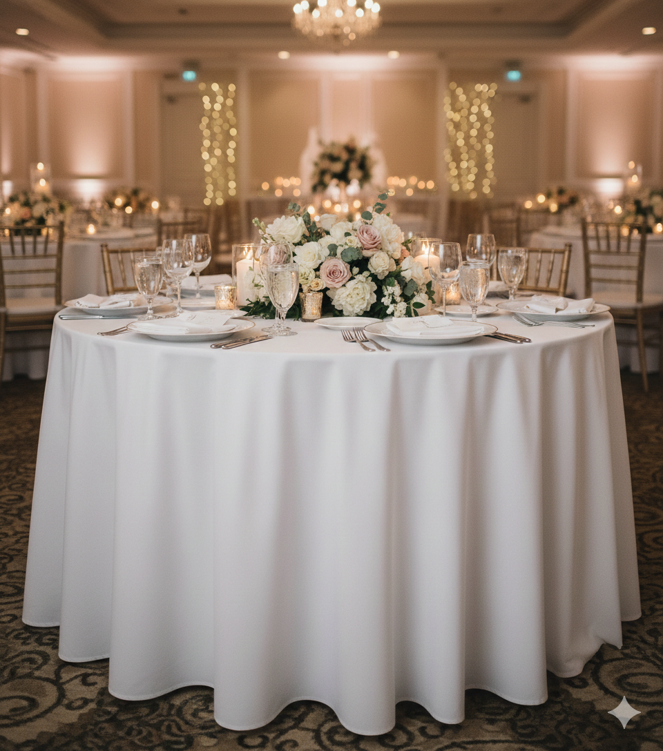 108 Round Polyester Tablecloth Rentals in Dallas DFW
