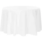 108 Round White Polyester Tablecloth Linen Rentals In Dallas DFW