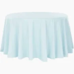 120 Round Baby Blue Polyester Tablecloth Linen Rentals in Dallas DFW
