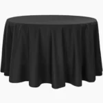 120 Round Black Polyester Tablecloth Linen Rentals in Dallas DFW