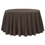 120 Round Chocolate Brown Polyester Tablecloth Linen Rentals in Dallas DFW