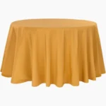 120 Round Gold Polyester Tablecloth Linen Rentals in Dallas DFW