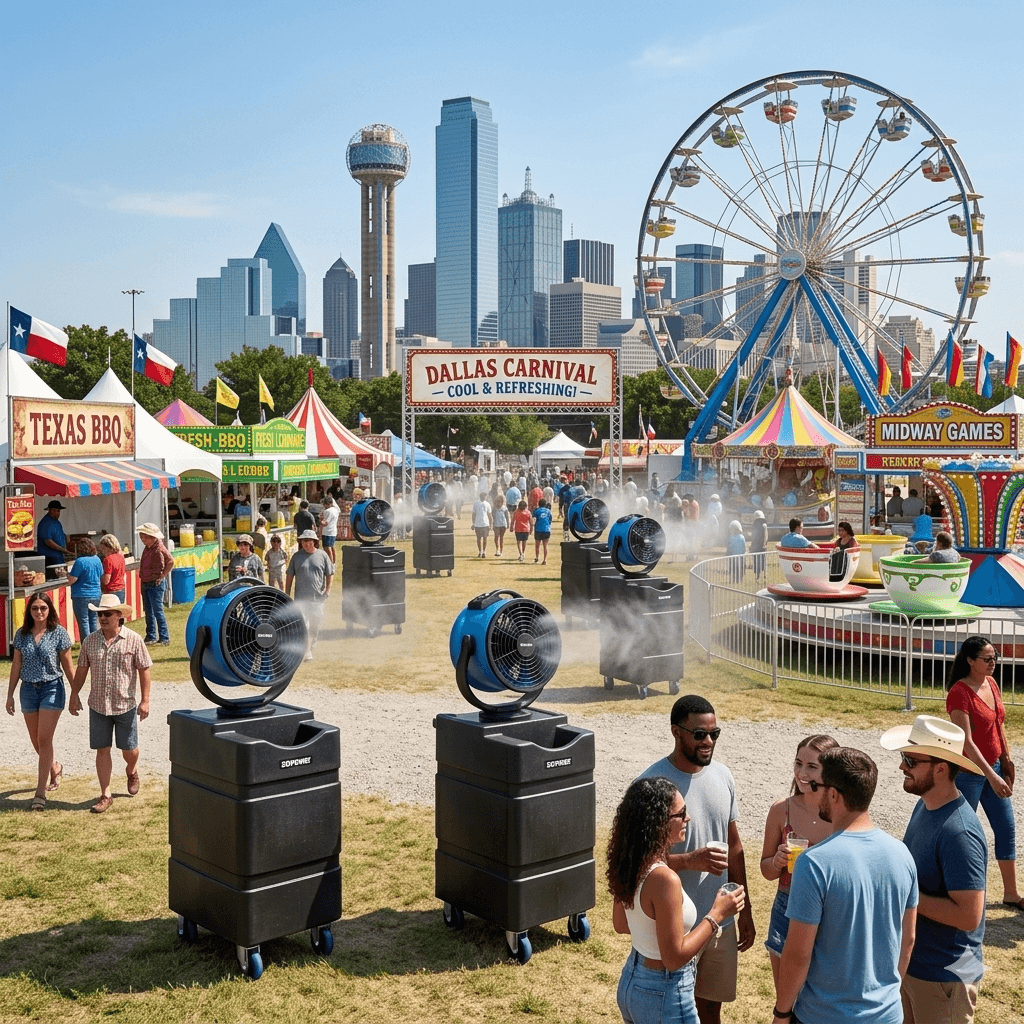 17 inch Misting Fan Rentals in All The Dallas DFW area.