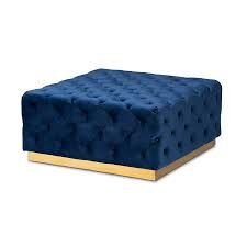 Blue Square Ottoman With Gold Rentals Blue Square Ottoman With Gold Rentals