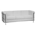 White Leather Sofa With Metal Casing Rentals in Dallas DFW Area